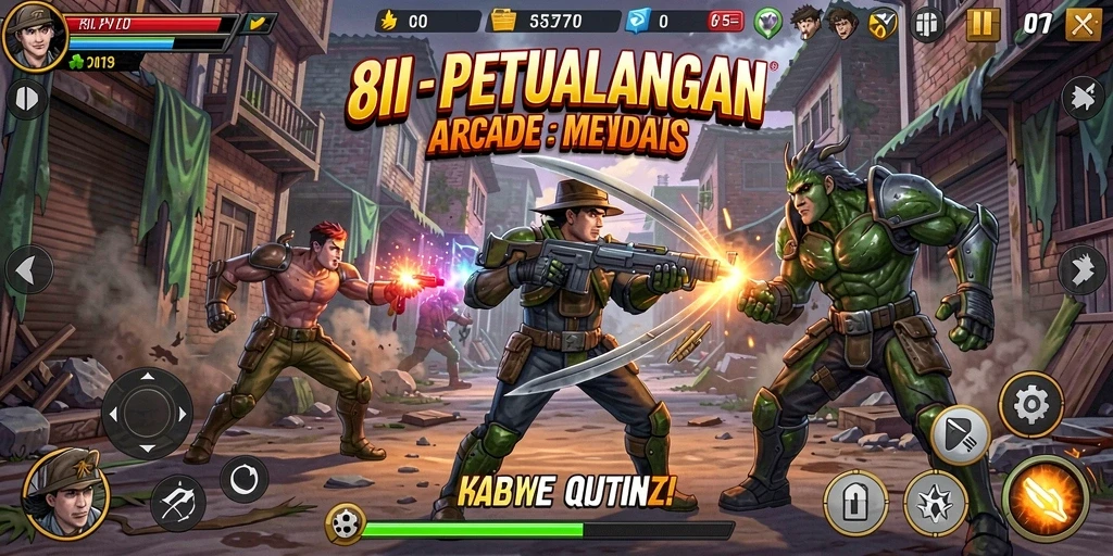 Tampilan gameplay seru dari 8II dalam suasana Arcade yang dinamis.