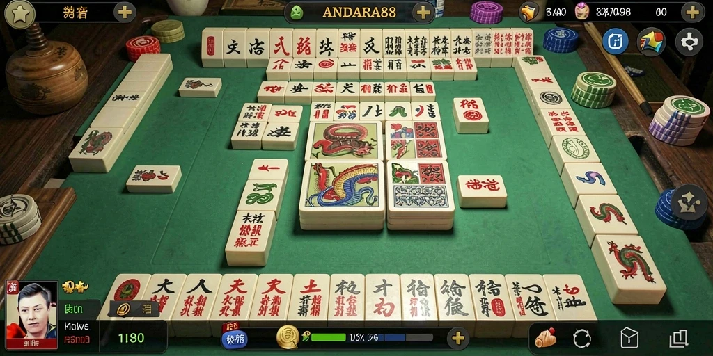 Tampilan gameplay Mahjong yang menarik dan interaktif di ANDARA88.