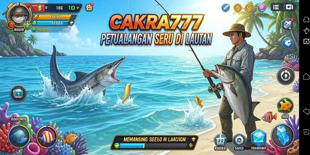 Screenshot CAKRA777 menunjukkan gameplay memancing yang menyenangkan dan realistis.