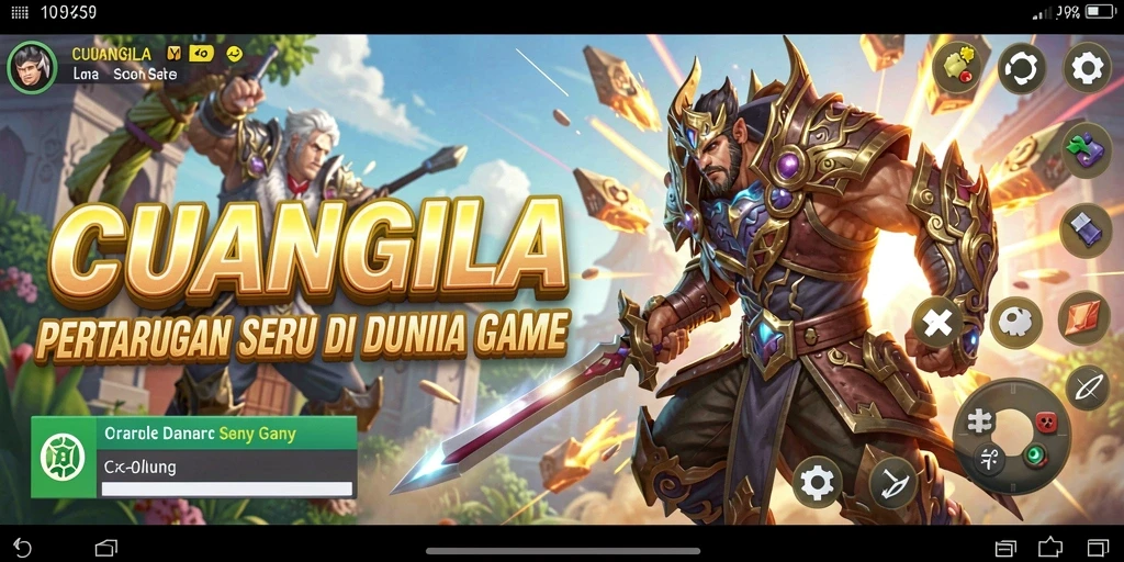Screenshot utama CUANGILA menampilkan pertarungan karakter yang epik.