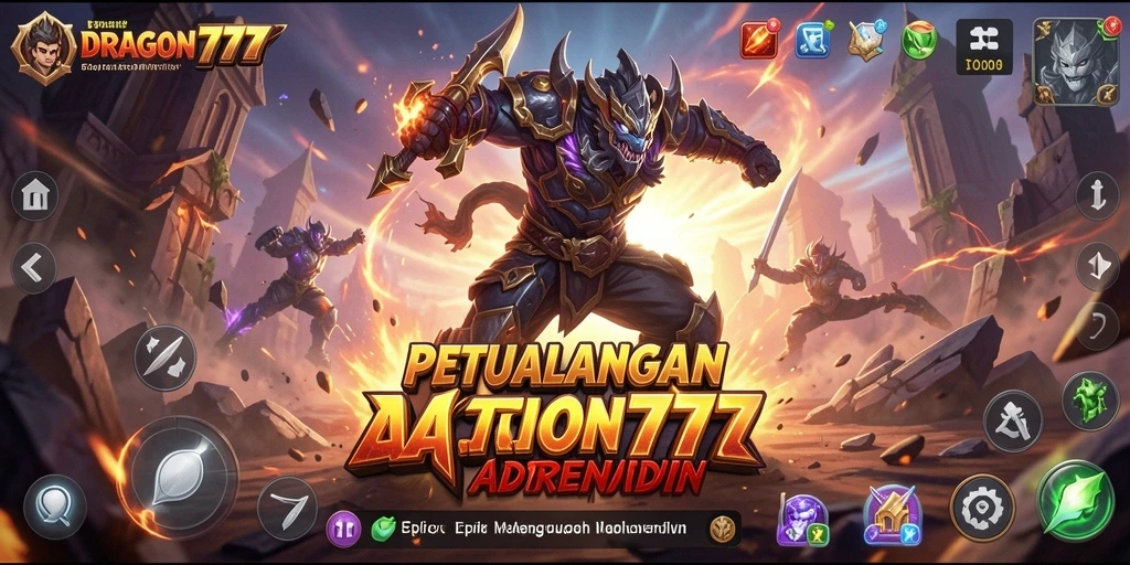 Tangkapan layar gameplay penuh aksi dari DRAGON777.