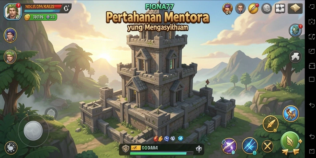 Tampilan gameplay FIONA77 menampilkan strategis pertahanan menara yang mendebarkan.