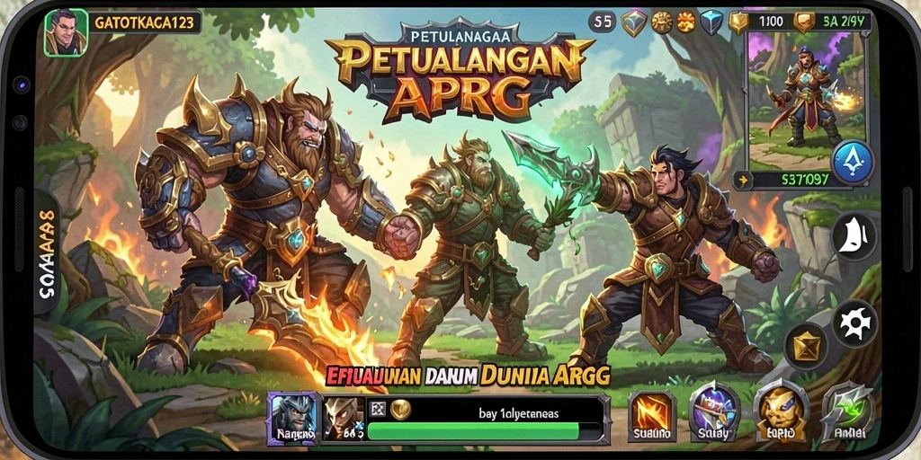 Screenshot GATOTKACA123 menampilkan aksi bertempur seru dalam dunia ARPG.