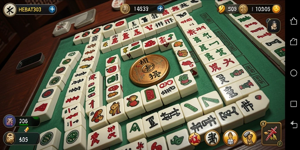 Tampilan gameplay HEBAT303 yang memukau saat menyusun ubin Mahjong.