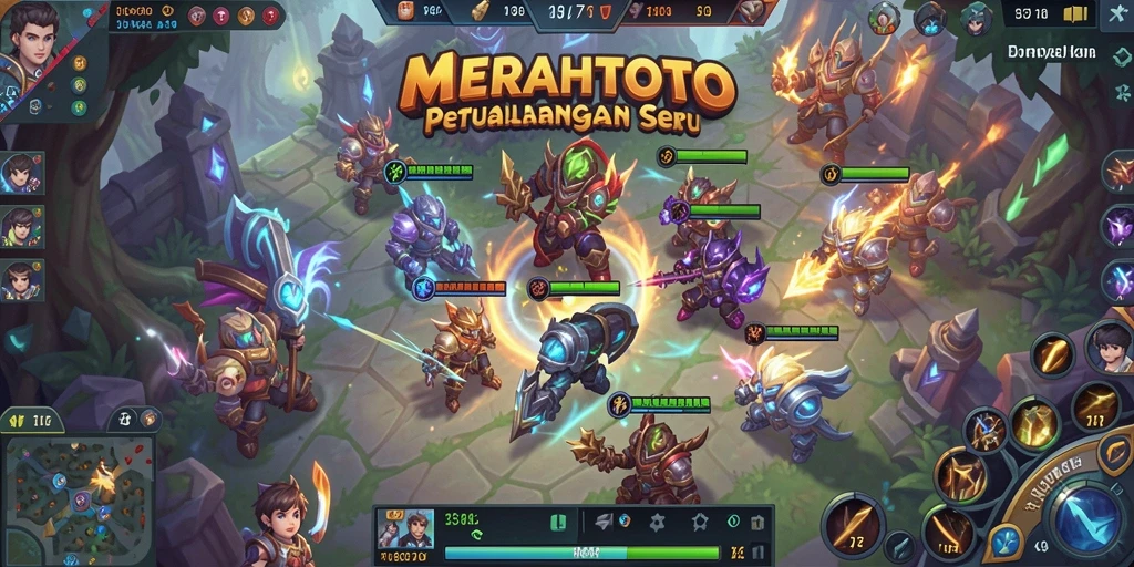 Tampilan gameplay MOBA yang mendebarkan di MERAHTOTO.
