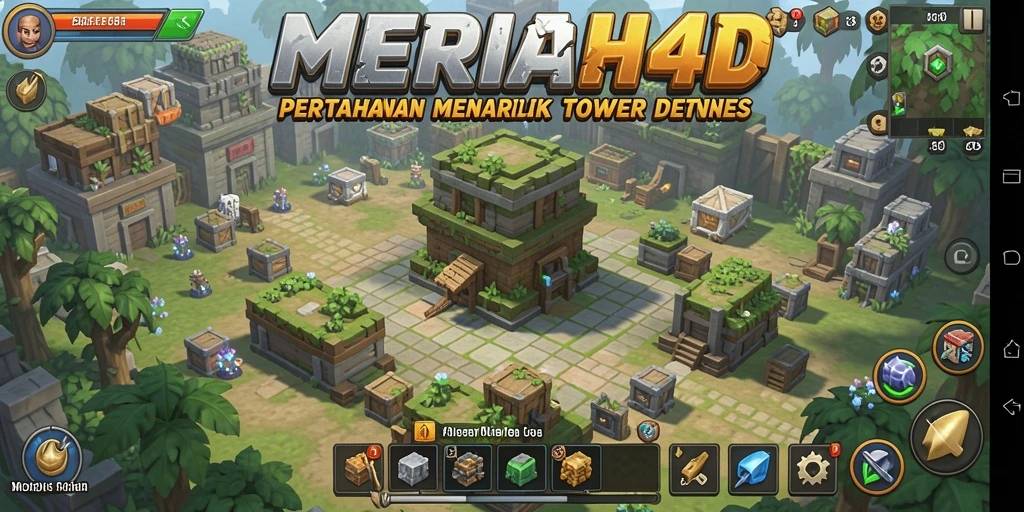 Tampilan gameplay <strong>MERIAH4D</strong> yang seru dalam pertahanan menara.