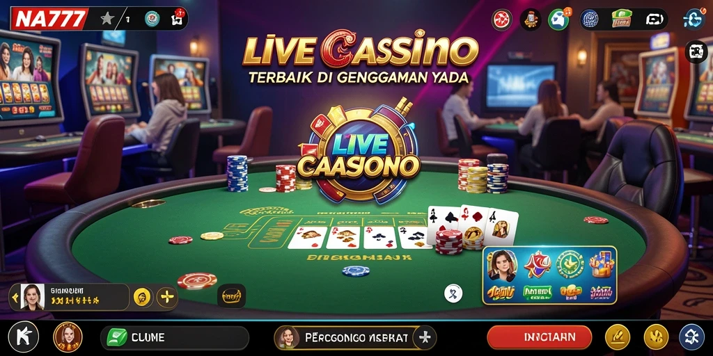 Screenshot NA777 menampilkan dealer langsung yang berinteraksi dengan pemain.