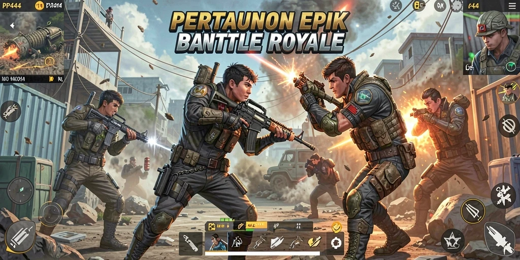 Tangkapan layar gameplay PP444 menunjukkan aksi pertarungan yang mendebarkan.