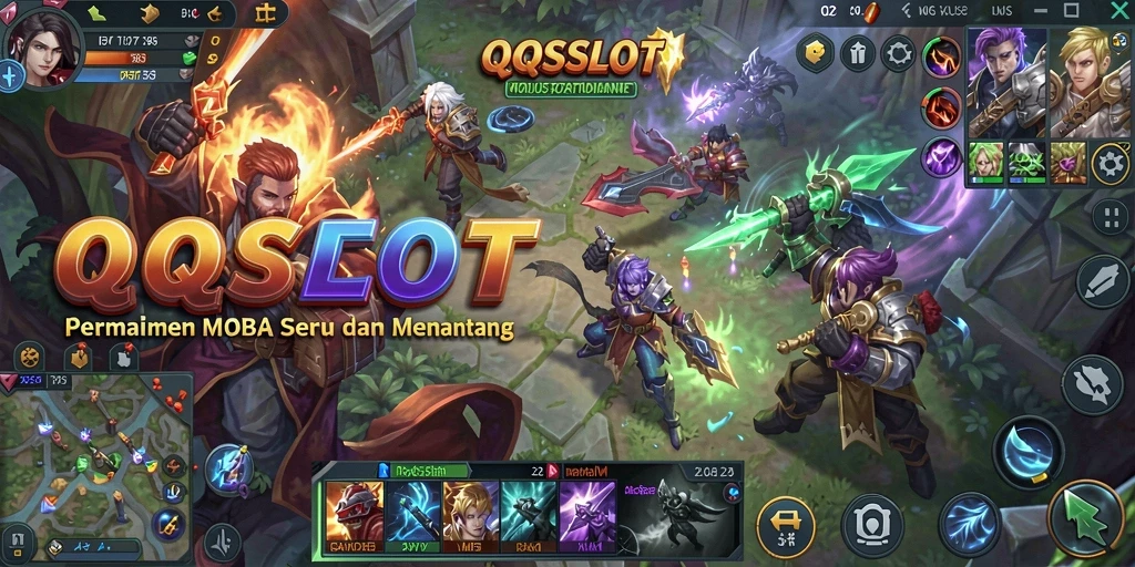 Tampilan gameplay seru dalam QQSLOT di arena pertempuran.