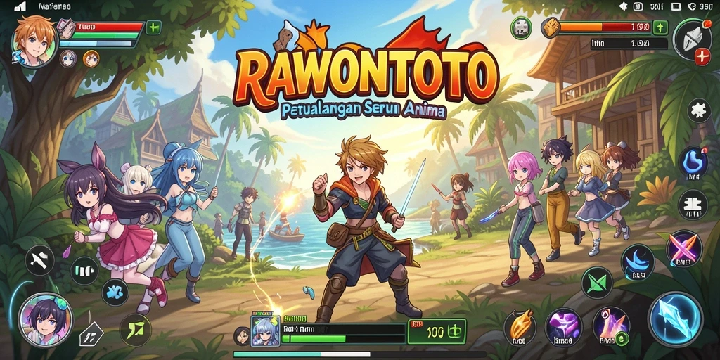Screenshot menunjukkan karakter dalam pertempuran epik di dunia Anime.