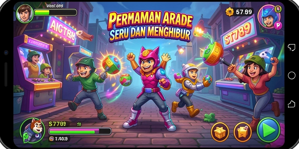 Screenshot ST789 menampilkan aksi gameplay arcade yang mendebarkan.