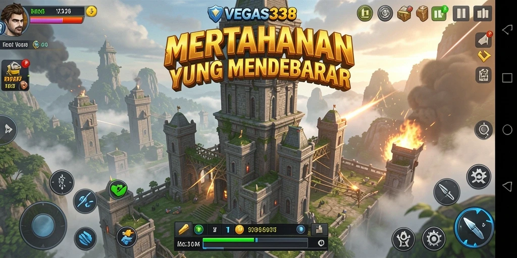 Tampilan menakjubkan gameplay Tower Defense VEGAS338 yang penuh aksi.